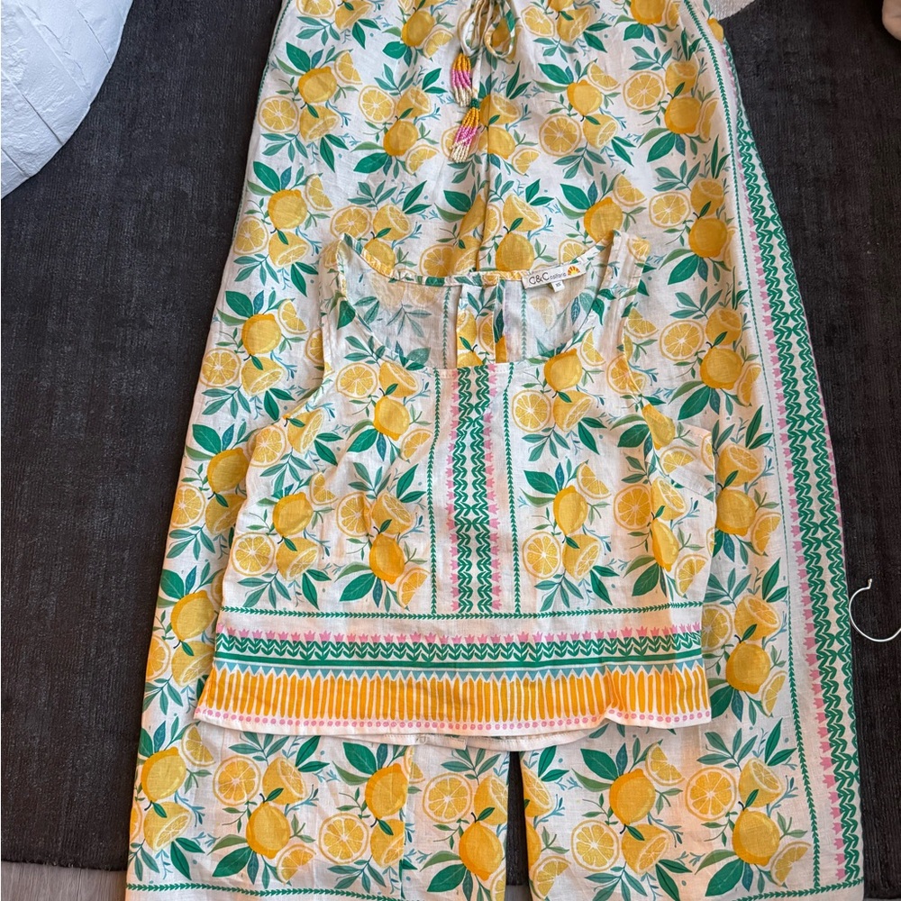 C&C California Lemon Print Skirt - Yellow and Green size XS